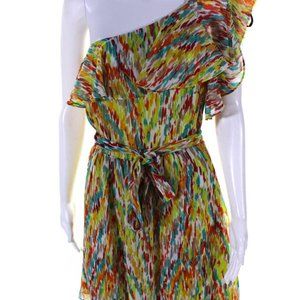 Laundry by Shelli Segal NWOT Abstract Print One Shoulder Dress Sz 4 Yellow Multi